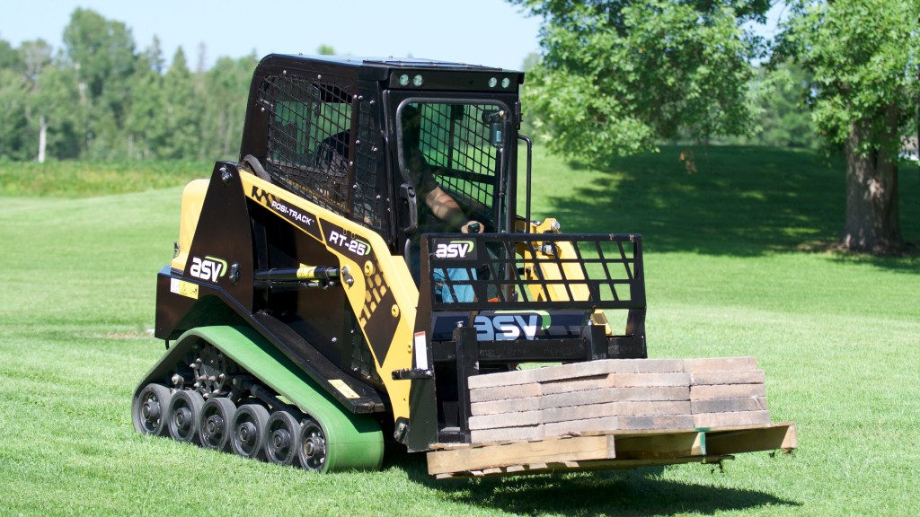 ASV compact track loader turf tracks minimize damage to topsoil and root systems