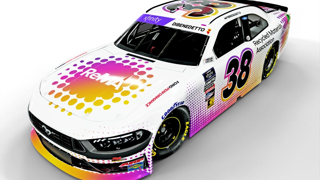 ReMA and SciAps brand Viking Motorsports car in NASCAR race