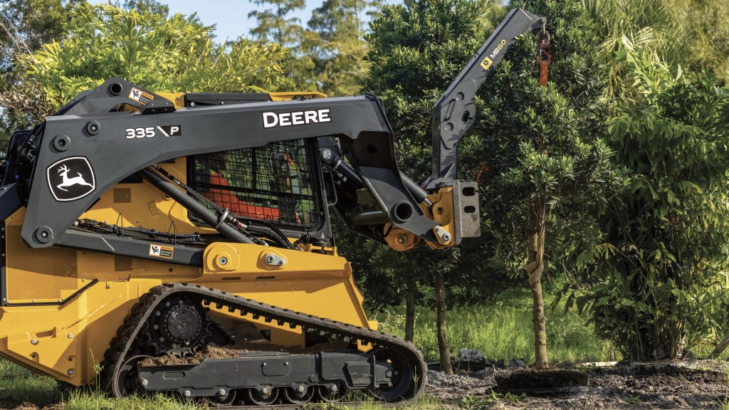 John Deere's new material boom attachment for CTLs and SSLs lifts up to 6,000 pounds