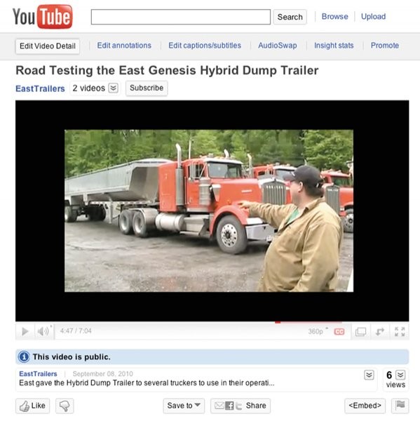 East releases video of road test of first-of-its-kind hybrid-dump trailer