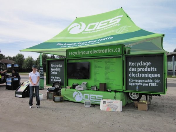 The OES Electronics Recycling Centre which tours around Ontario as part of the organization's collection events, and to educate Ontarians on safe, responsible electronics recycling.