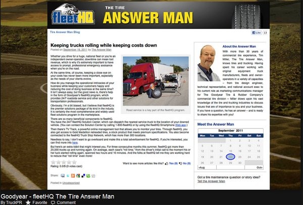 Goodyear Launches fleetHQ “Tire Answer Man” Blog Goodyear Launches fleetHQ “Tire Answer Man” Blog