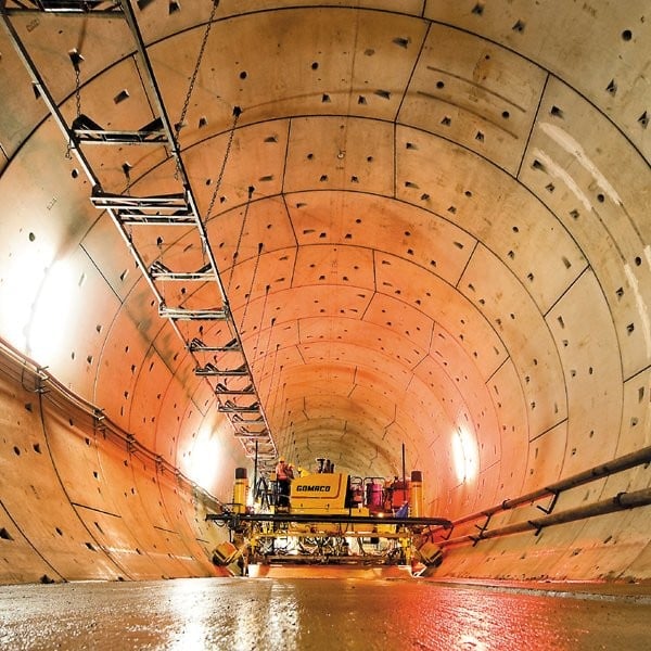 GOMACO's versatile Commander III handles complex tunnel paving project