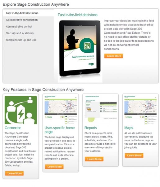 Construction specific cloud service: Sage Construction Anywhere