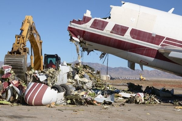 Aircraft manufacturers estimate that up to 44 percent of the global fleet will be replaced in the next 20 years, amounting to more than 13,000 airplanes. Photo courtesy of Aircraft Demolition LLC.