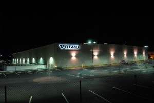 Bright lights at Volvo Construction Equipment's North American headquarters before Earth Hour on March 29, 2014.