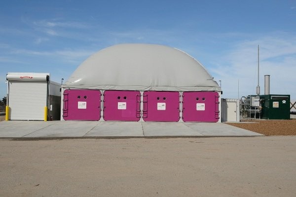 The dry anaerobic digester at ZWE's Monterrey Regional Waste Management District Facility in Marina, California.