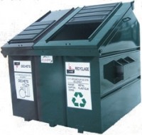 Double compartment container for recycling and waste