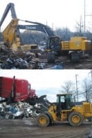 Excavator and loader customized for scrap yard