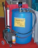 Drum recycling wand handles lubricating oils