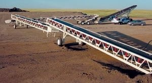 Transfer conveyors feature easy setup and takedown