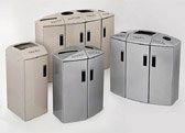Line of indoor recycling receptacles