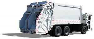 Split-body rear loader collects multiple commodities on a single route
