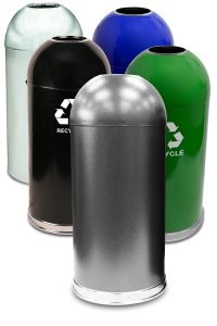 Hands-free waste and recycling containers