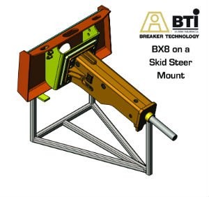 Bx8 hydraulic breaker on a skid steer mount