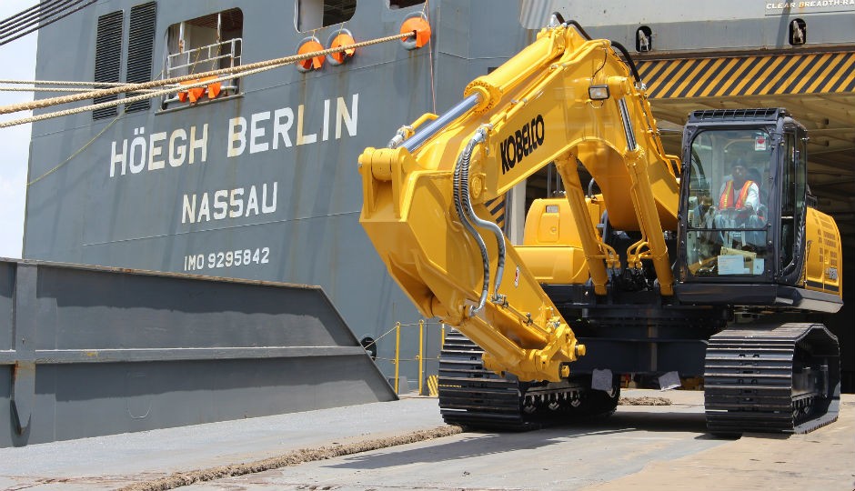 KOBELCO’s New Tier IV SK350 recently arrived at the Port of Galveston and is now available in North America.