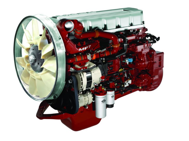 The Mack MP7 405 Super Econodyne engine.