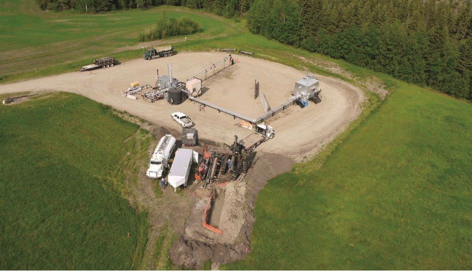 An aerial view of BPC Services Group’s Alberta trenchless pilot project with Devon Energy.