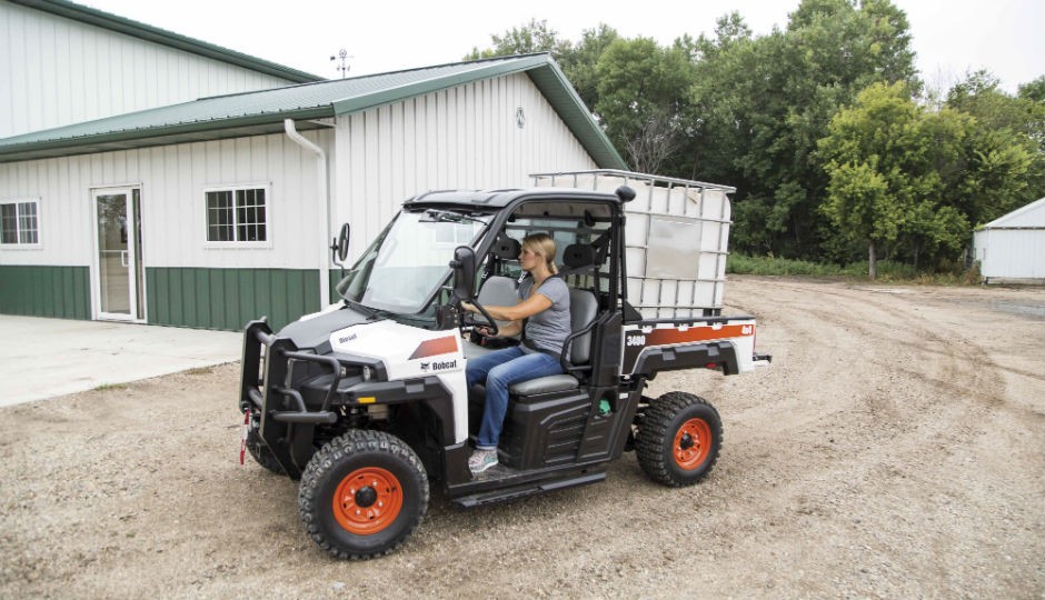 Bobcat 3400 UTV Hauling Fertilizer Tank