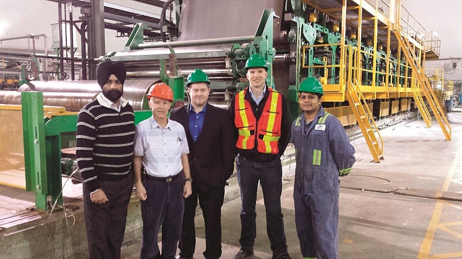 Left to right: Inside Greys’ facility with Navjot Singh, Jim Richards, Nathan Mahon, Jaco Opperman and Rakesh Patel.
