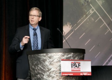 JLG president Frank Nerenhausen speaking on smart technology at the IPAF Summit.