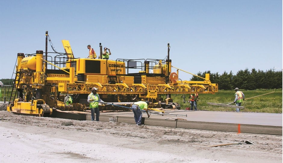 GHP-2800 slipform paver with Topcon Millimeter GPS 3D guidance system.