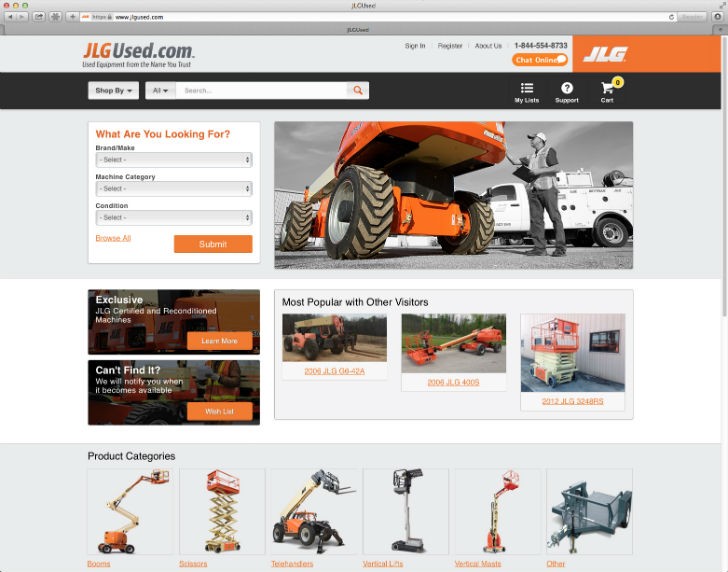JLG Launches E-Commerce Website for Pre-Owned Equipment