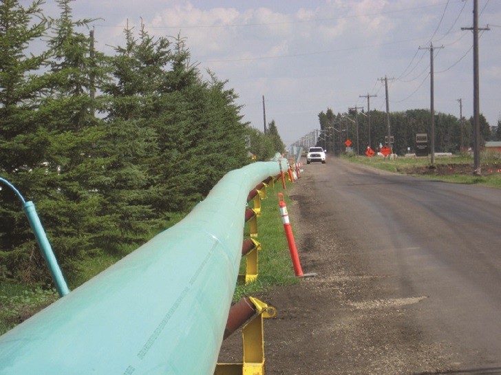 At Keswick on the River, a community in southwest Edmonton, a new 100-year flood protection system conveys the stormwater through an underground trenchless system using Fusible Brute PVC pipe from IPEX. At Keswick on the River, a community in southwest Edmonton, a new 100-year flood protection system conveys the stormwater through an underground trenchless system using Fusible Brute PVC pipe from IPEX.