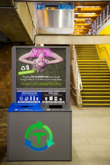 MassRecycle - One of two kiosks in Alewife Station - Photo credit Jason Kan
