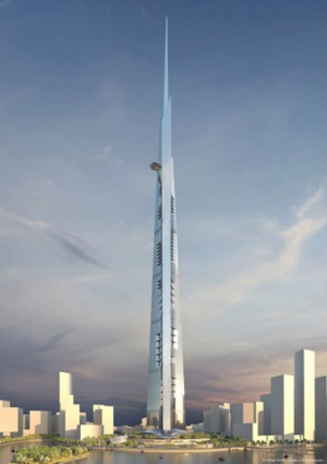 Aiming high: After its completion, the Kingdom Tower will be more  than 1,000 m high making it the tallest building in the world.  Copyright: Adrian Smith + Gordon Gill Architecture.