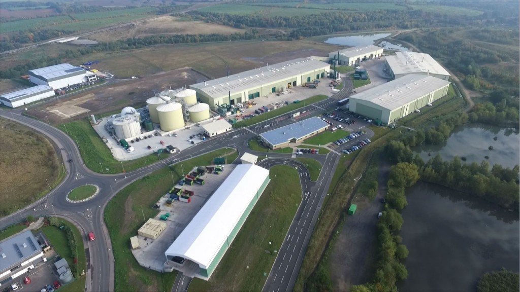 Aerial view of Shanks waste treatment facility in South Kirkby.