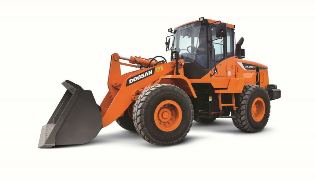 The DL220-5 wheel loader has more traction when digging, grading or loading trucks. 