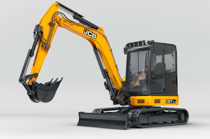 JCB's 57C-1 compact excavator is one of three new models designed with 100 percent steel bodywork and sturdy, four-plate dipper arm construction. 