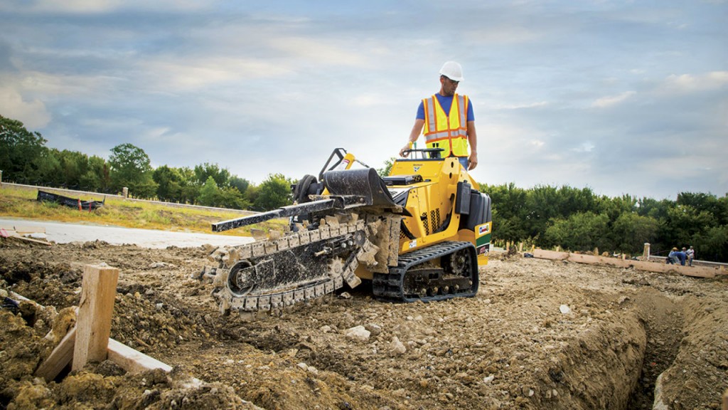 Vermeer FTX25  footings trencher easily fit into tight jobsites more easily than a compact excavator.