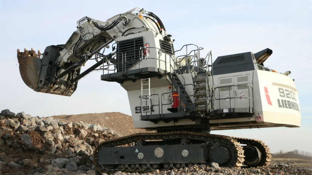 Liebherr R 9200 mining excavator in face shovel configuration.