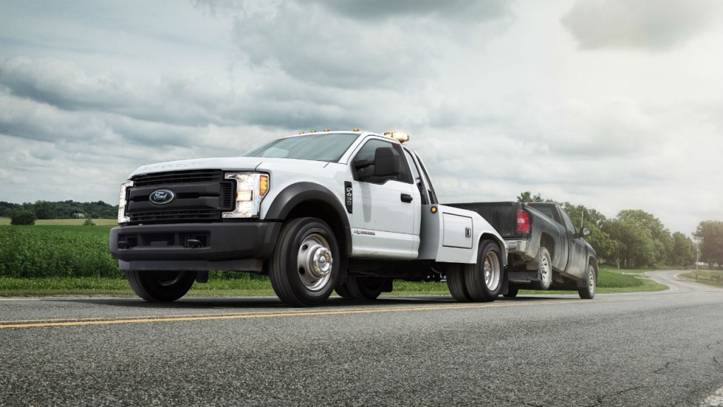 The all-new F-350, F-450 and F-550 chassis cab lineup help commercial customers be more productive on the job from towing to clearing snow-filled streets.