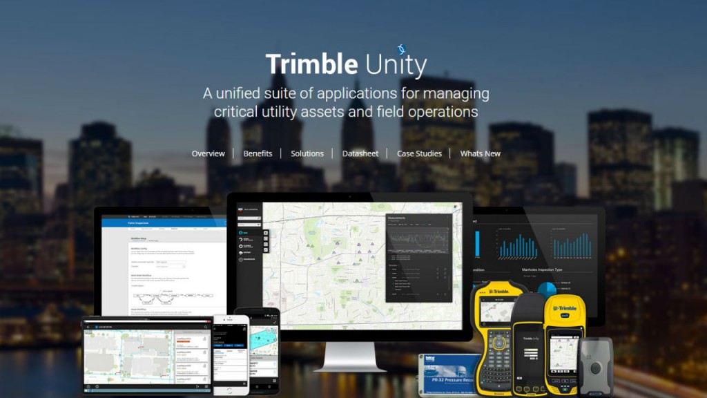 Trimble Unity is a GIS-Centric Cloud and Mobile Software, offering a suite of applications and tools to support smart water management. Trimble Unity is a GIS-Centric Cloud and Mobile Software, offering a suite of applications and tools to support smart water management.