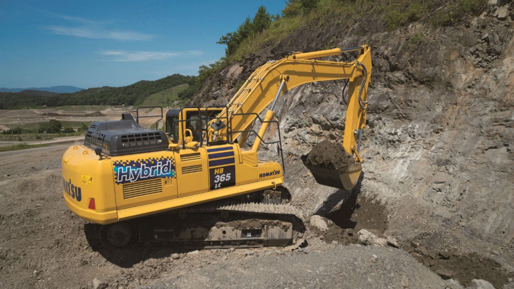 HB365LC-3 hybrid excavator presented at Bauma 2016.