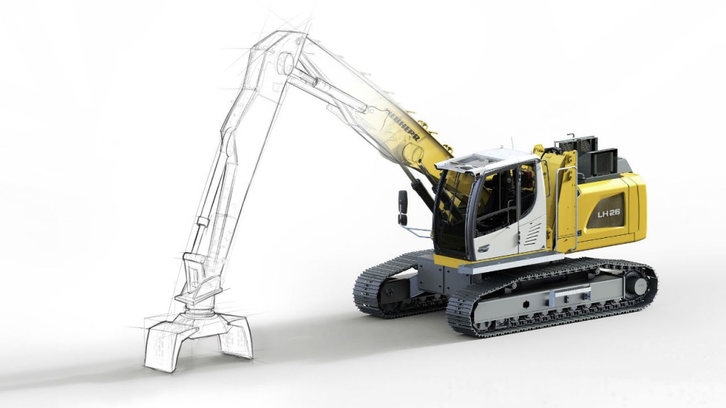 The Liebherr LH 26 C Electro Industry material handler is quiet and environmentally friendly thanks to electric drive.