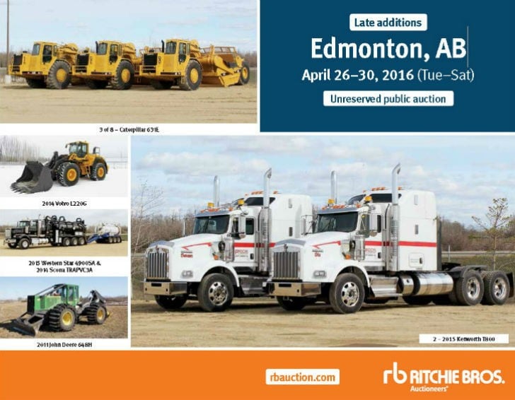 10,000+ equipment items to be sold in massive five-day Ritchie Bros. auction in Edmonton
