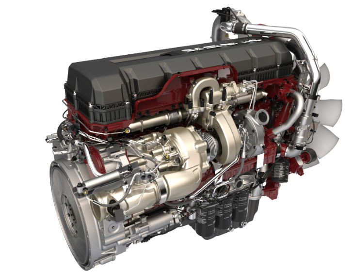 Several updates and improvements were made to the engines, including the addition of turbo compounding to the Mack MP8 (pictured), resulting in a 2.1 to 8.8 percent boost in fuel efficiency.