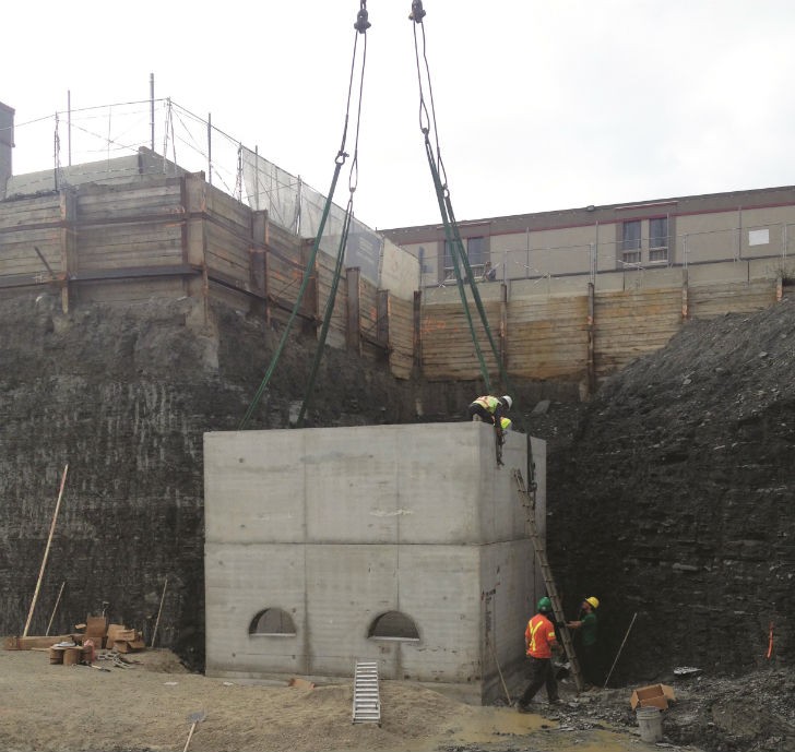 The detention tank is placed below the P1 level of the parking structure, to accommodate the large volume of storm water. The detention tank is placed below the P1 level of the parking structure, to accommodate the large volume of storm water.