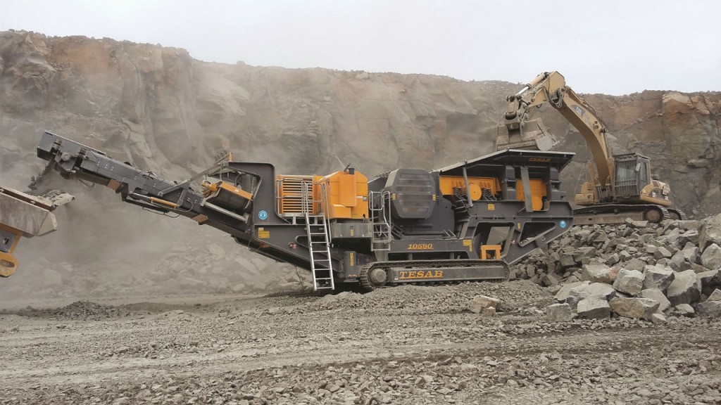 The Tesab 10580  Tracked Jaw Crusher is a heavy duty mobile crushing unit designed to crush primary rock at the quarry face.