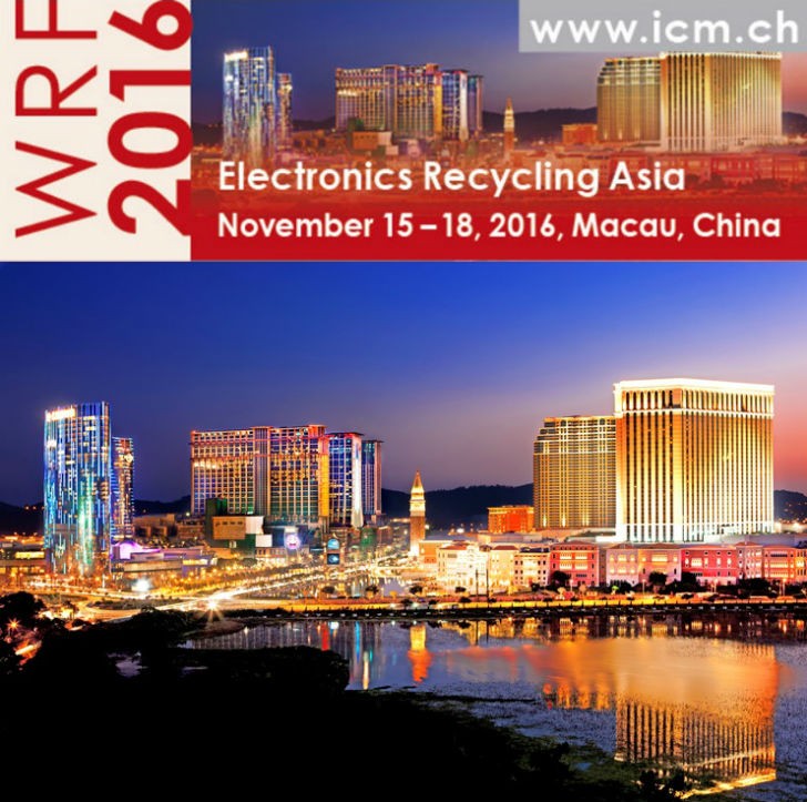 Electronics Recycling Asia 2016 set for November 15 – 18 in Macau, China