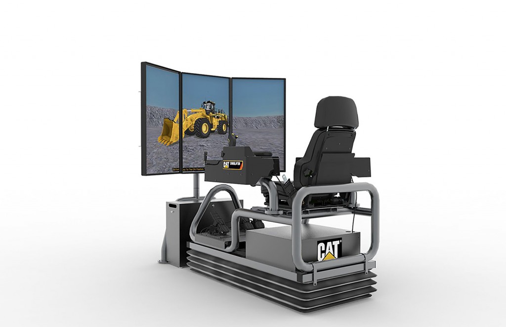 Cat Simulators new Large Wheel Loader Simulator System features a three-monitor configuration that increases operator visibility in all directions.