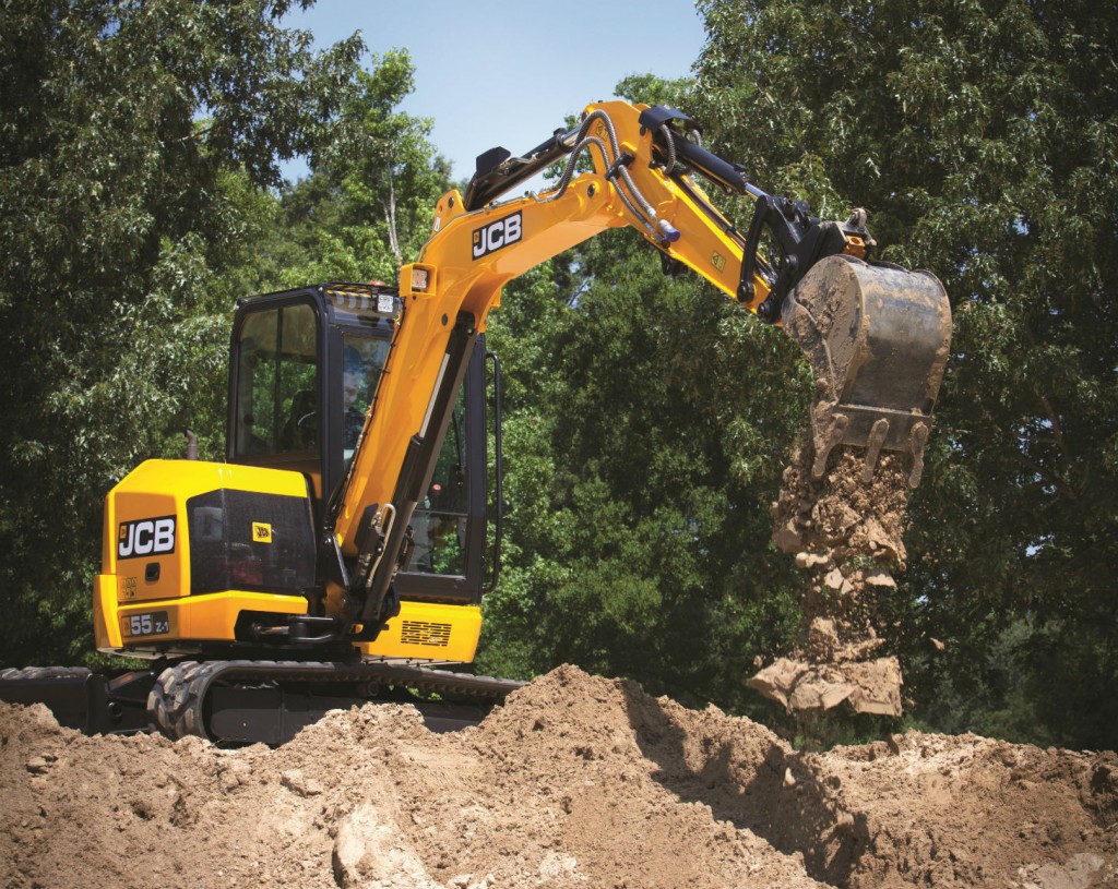 The 5,366-kg JCB 55Z-1 features a 48-hp JCB by Kohler engine.