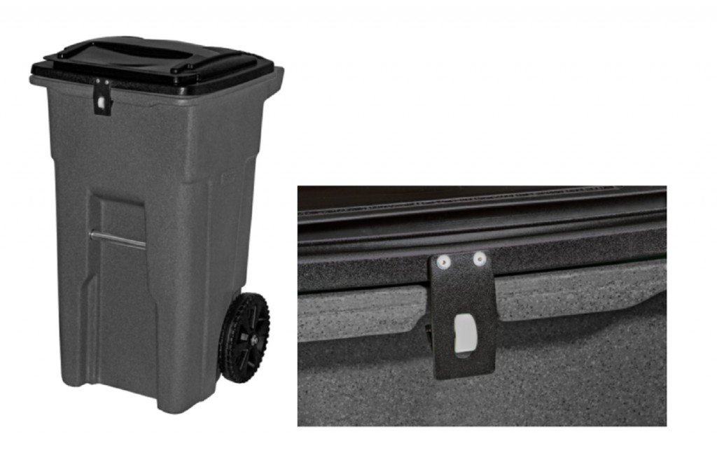 DuraLatch features gravity-based functionality, meaning the lid opens automatically when the garbage truck tips and empties the cart.