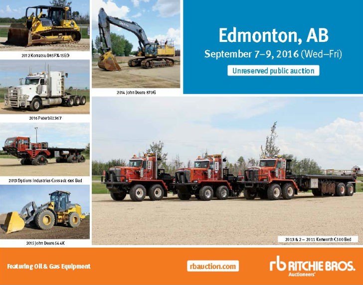 Ritchie Bros. to host fourth Edmonton auction of 2016 