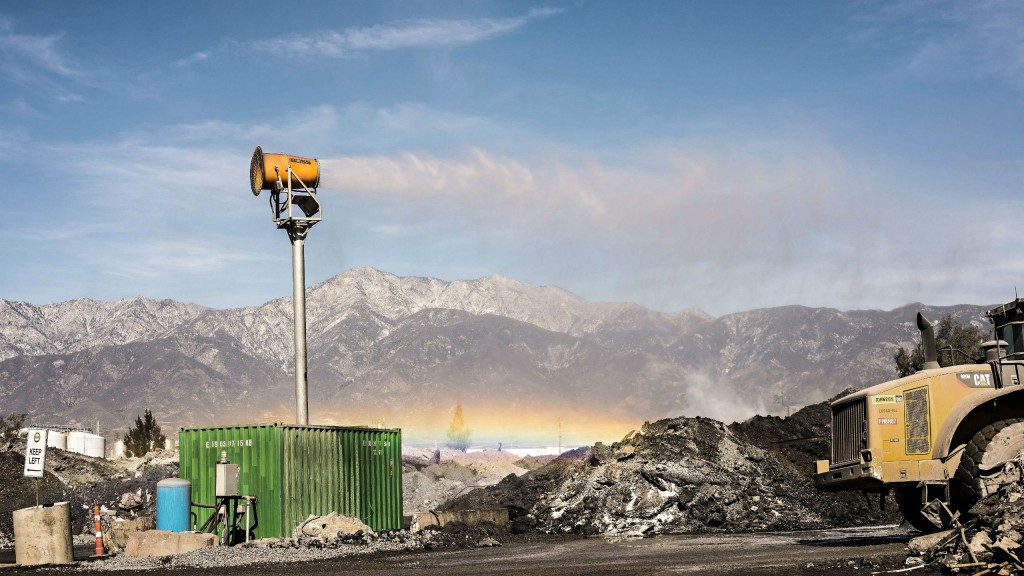 Tervita's container at their site in California was reinforced with a steel frame and modified to mount a steel tower topped by the DCT DustBoss DB-60.

