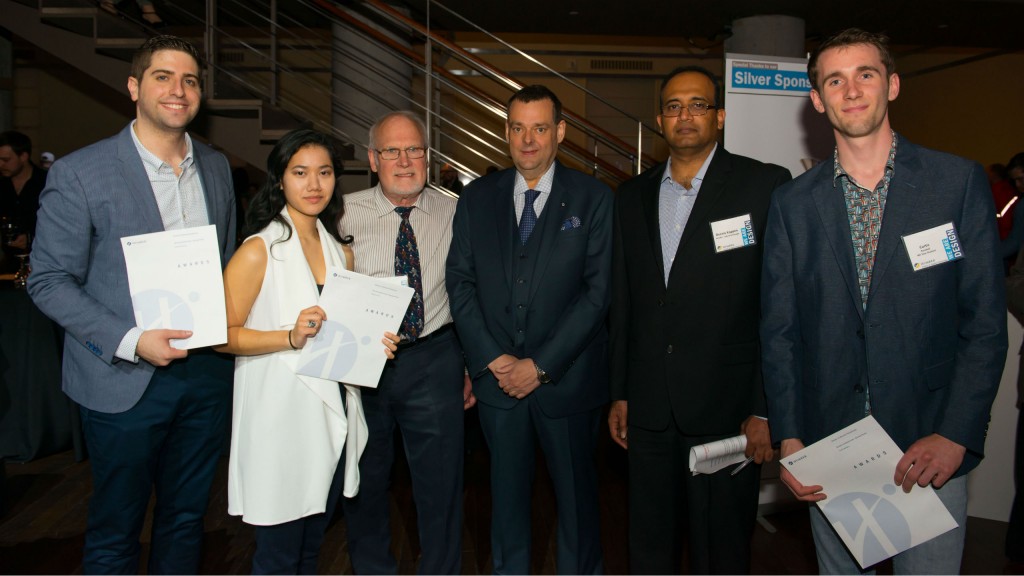 From left to right: Elio Medulla, student, Humber College; Michelle Tran, student, Humber College; Glenn Moffatt, professor of industrial design, Humber College; Malcolm Early, vice president of marketing, Skyjack; Dennis Kappa, professor of industrial design, Humber College; Curtis Rumble, student, Humber College. 